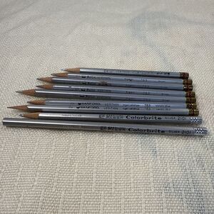 Berol Sanford Colorbrite Silver Colored Pencils Lot 9 Vintage Metallic